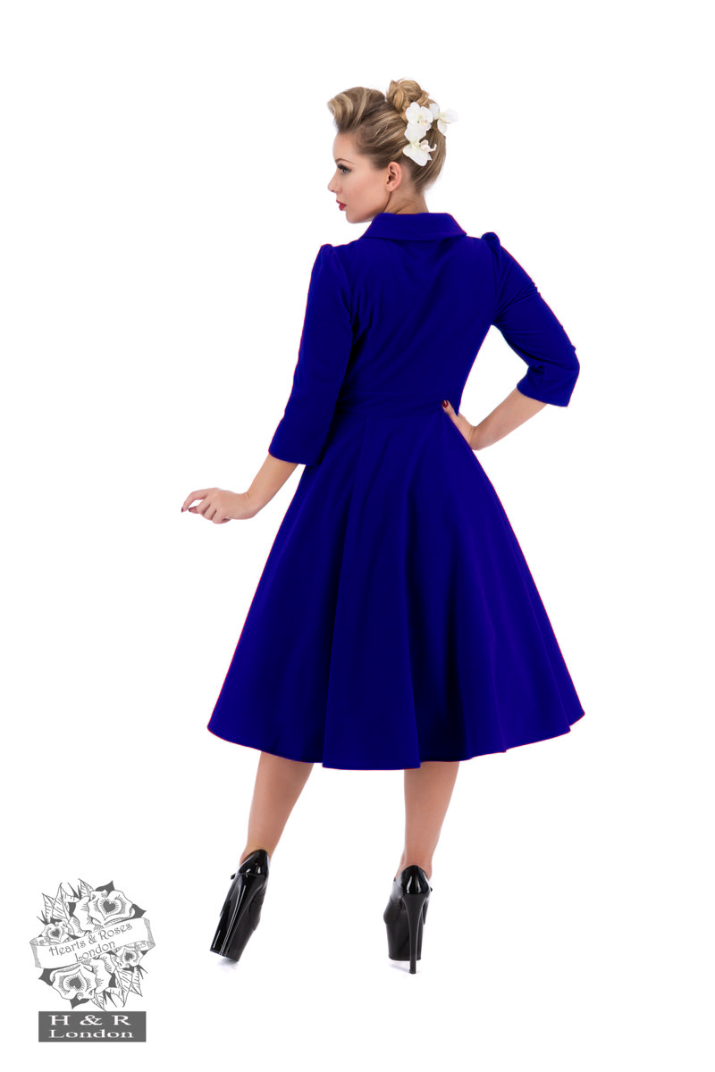 Glamorous Velvet Tea Dress In Royal Blue